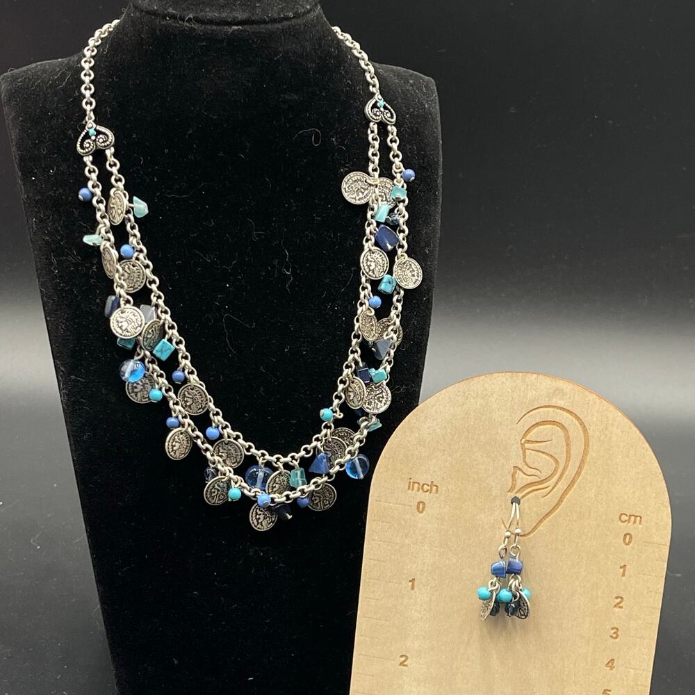 Avon Coin Necklace and Earring Gift Set Vtg 16" Original Box